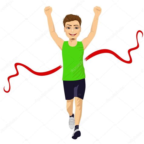 Male Runner Crossing Red Finish Line — Stock Vector © Flint01 94835306