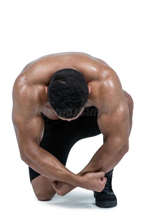 Two Muscular Men Flexing Biceps Stock Image Image Of Focused Adult