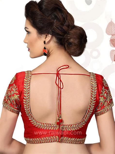 Red Color Ready Made Choli Backless Blouse Designs Blouse Designs