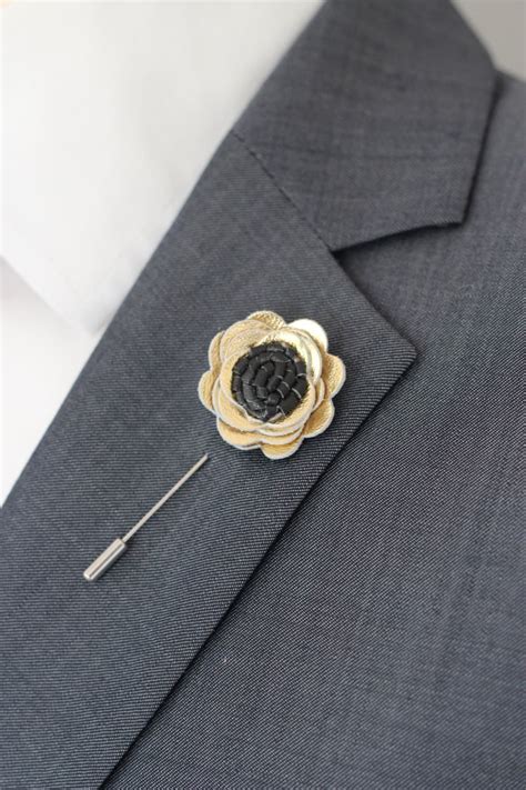 Gold Poppy Flower Lapel Pin Mens Lapel Flower Boutonniere