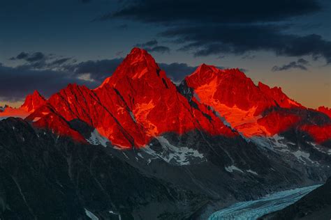 Alpenglow Over The Glacier D Argentiere Alps Alps Mountains