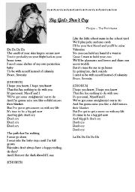 Em c am and i'm gonna miss you like a child misses their blanket. SONG: Big girls don´t cry by Fergie - ESL worksheet by ...