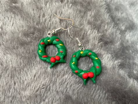 Christmas Wreath Earrings Handmade Etsy