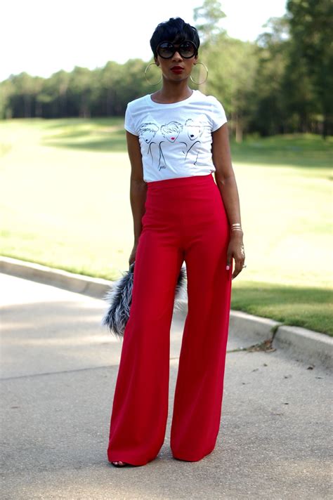 Pin By Pascale Drown On Pants Fashion Red Wide Leg Pants Outfits
