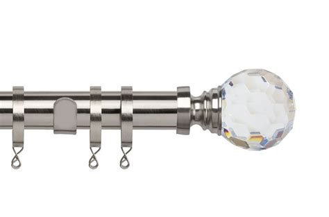 Steel rod in satin silver finish with decorative ball plastic finials and matching mounting hardware. Speedy 35mm Acrylic Ball Curtain Pole Satin Silver