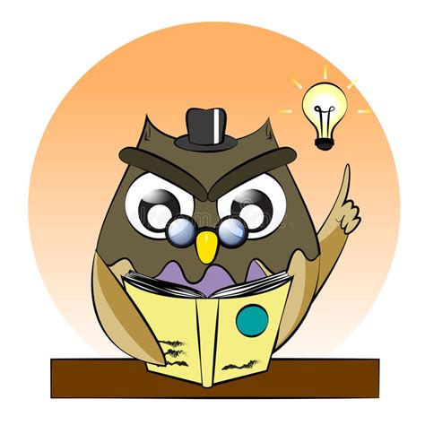 A Vector Of Owl Reading Bookowl Geniusclever Owl Read Book Stock