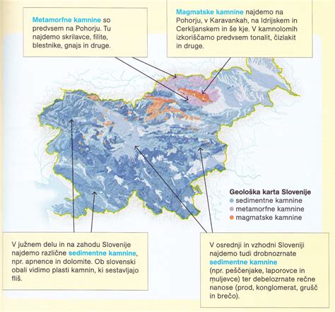 Diese karte von slowenien zeigt das land in grün mit der hauptstadt ljubljana, die mit einem großen schwarzen stern markiert ist. Naravoslovje 6: Geološka karta Slovenije