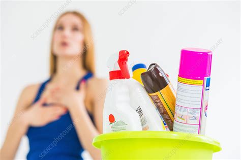 Woman Allergic To Cleaning Products Stock Image C0341014 Science Photo Library