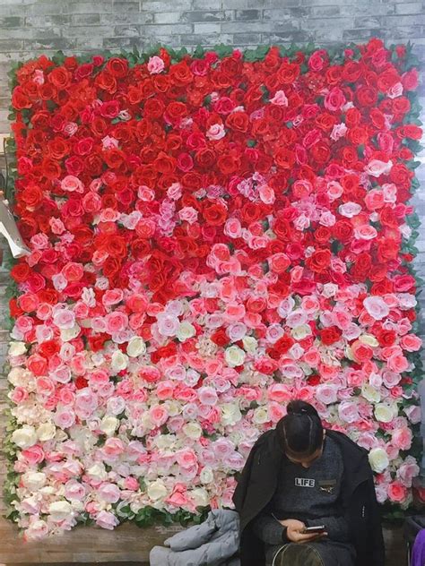 Artificial Red Rose Flower Wall Panel Artificial Flower Wall Manufacturer