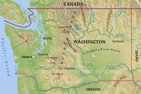 Physical Map Of Washington
