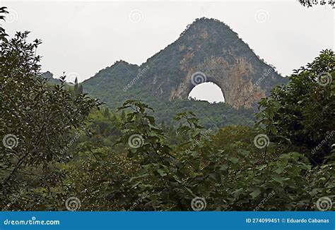 View Of Moon Hill Yangshuo China Stock Image Image Of Yangshuo