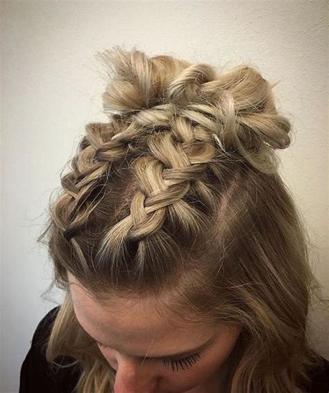 ️ see all 27 variations ️ double mohawk dutch braid into top knots high space buns half updos