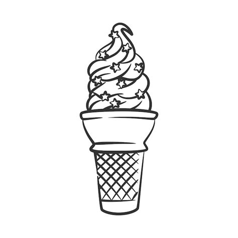 Premium Vector Ice Cream Cone Line Art Sketch Illustration