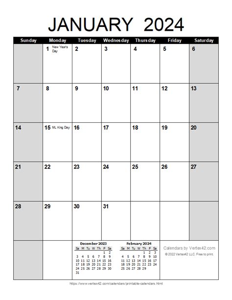 January 2024 Calendar Free Printable Calendar 2024 Monthly Calendar