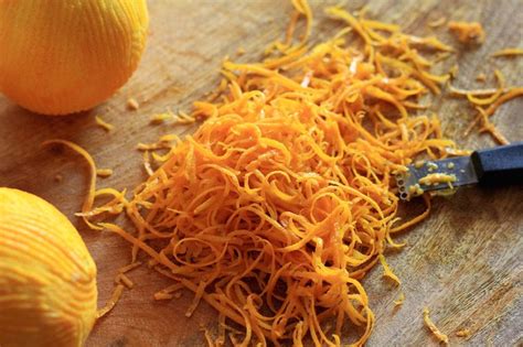 Scoop it into a using a vegetable peeler or knife will leave you with larger strips of zest. Strips of orange zest for Orange and Semolina Cake | Chez Moi | Semolina cake, Semolina, Orange zest
