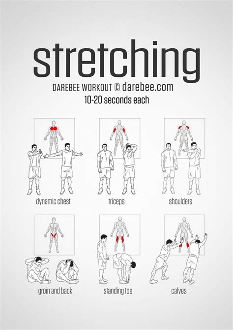 Pre Workout 2 Minute Stretching Routine Visual Guide Print And Use Cardioworkout Pre Workout