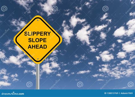 Slippery Slope Ahead Sign Stock Image Image Of Slippery 138013769