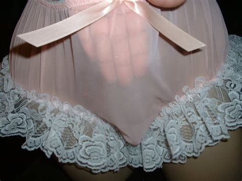 nel jen pink polyester chiffon w leg lace sissy ruffle panties crossdresser ebay