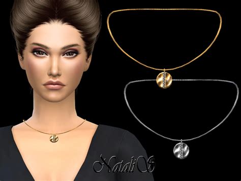 Disc With Crystals Pendant Necklace By Natalis At Tsr Sims 4 Updates