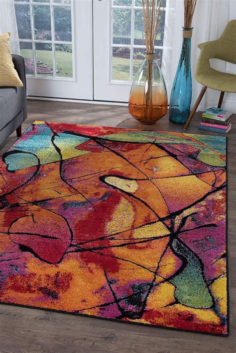 Abstract art area rug colorful rugs psychedelic rugs psychadelic area rug red rug artwork rugs unique gifts large round soft vibrant rugs. Symphony Lyric Multi-Color Contemporary Abstract Area Rug ...