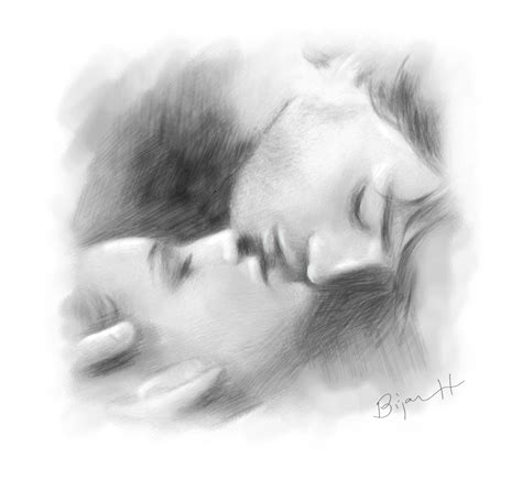 To draw people kissing up close, start by drawing the outline of their heads, which should be just touching. Black & White Pencil Drawing of Your Photos for $5 - SEOClerks