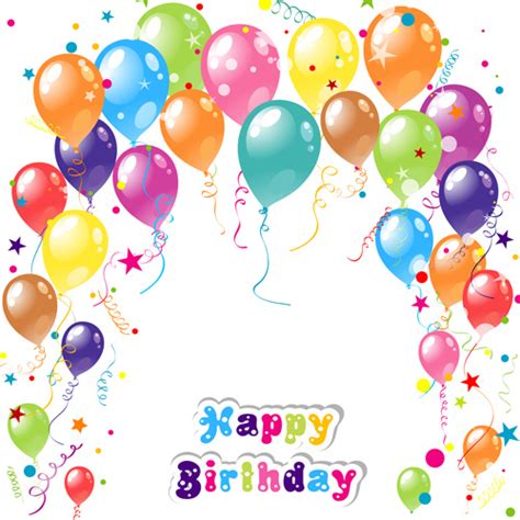 Balloon Ribbon Happy Birthday Background Vectors Graphic Art Designs In