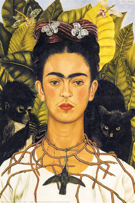 Self Portrait With Thorn Necklace And Hummingbird Frida Kahlo Athena