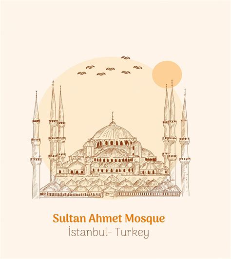 Premium Vector Sultanahmet Camii Blue Mosque Hand Drawing Mosque