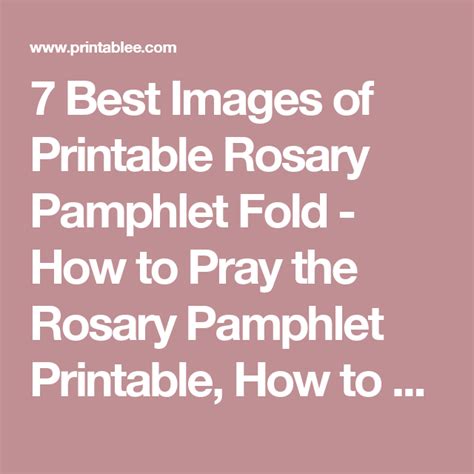 Say the glory be 6. 7 Best Images of Printable Rosary Pamphlet Fold - How to ...