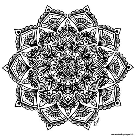 Mandala Complex Adult Flowers Art Therapy Coloring Page Printable