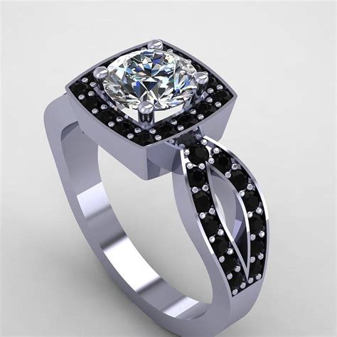Maybe you would like to learn more about one of these? 14K White Gold Black Diamond Ring with Moissanite Center Stone Jewelry by Eternity Collection
