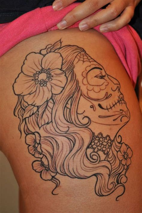7.1 black and white skull thigh tattoo. Japanese Thigh Tattoos for Women | upper thigh tattoos for ...