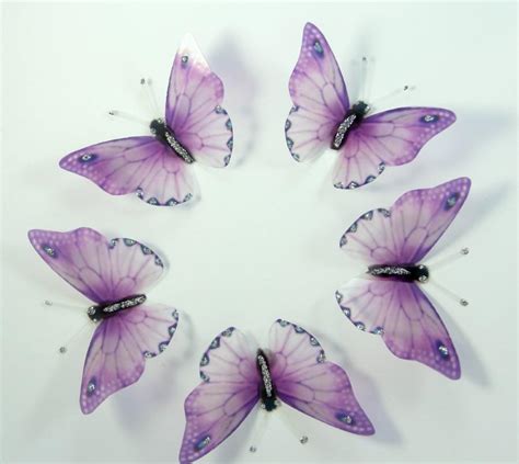 20 Lilac Purple Stick On Butterflies Wedding Cake Toppers 3d Wall Art