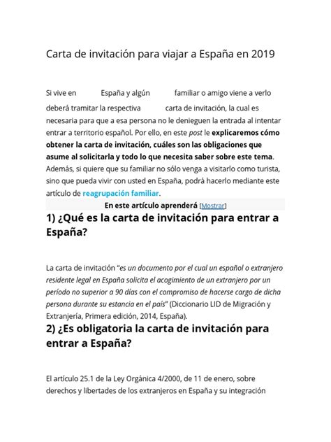 Carta De Invitacion Para Visitar Espana Images And Photos Finder