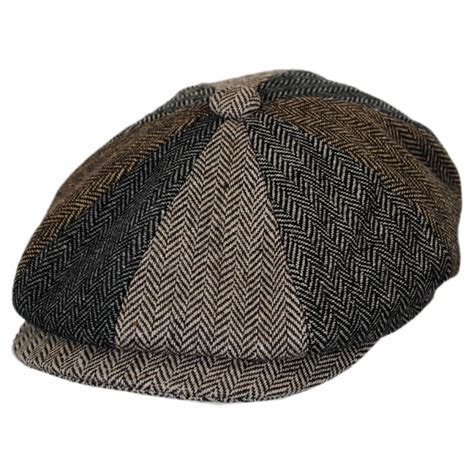 Jaxon Hats Herringbone Patchwork Wool Blend Newsboy Cap Newsboy Caps