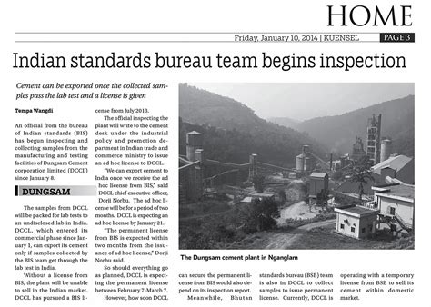 Bhutan Land Of The Thunder Dragon: Certification of Dungsam cement