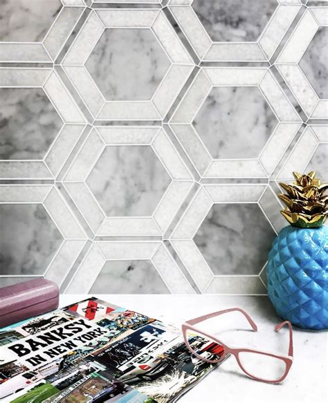 Each is supplied in 12 by 12 (305mm x 305mm) standard size tiles with. Marble hexagon tile mosaics Portland Direct tile | Hexagon ...
