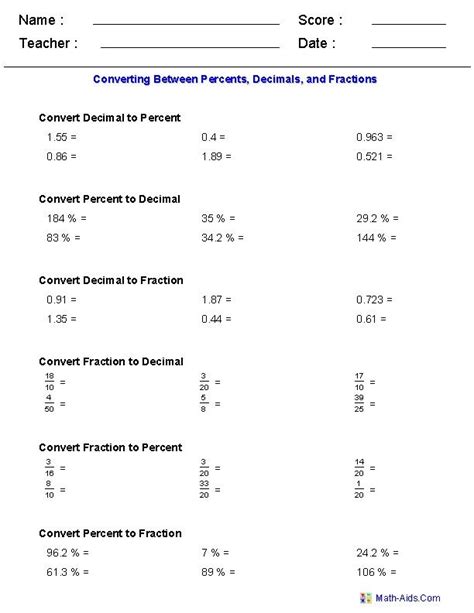 Ordering Fractions And Decimals Worksheet