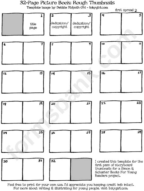 32 Page Picture Book Template Rough Thumbnails Printable Pdf Download