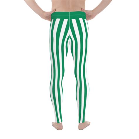 Green And White Vertical Striped Mens Leggings Nigeria