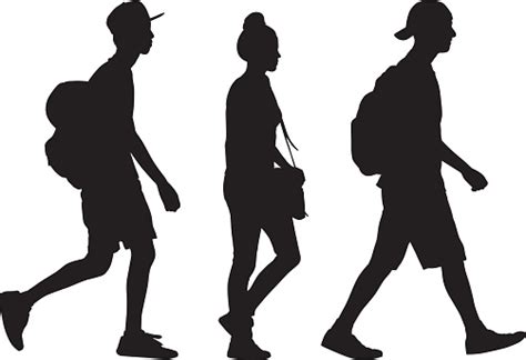 Three Teens Walking Silhouette Stock Illustration Download Image Now