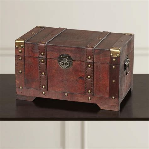 11 In X 64 In Wooden Antique Style Small Trunk Brown Wooden