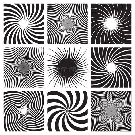 Sistema De Modelos Espirales En Blanco Y Negro Stock De Ilustración