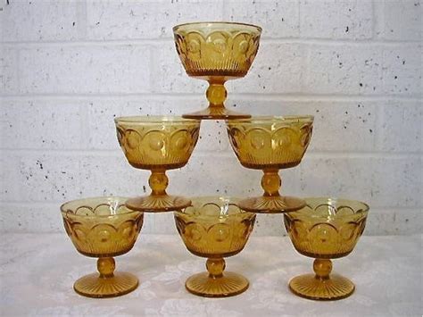Vintage Amber Sherbet Dessert Glasses Set Of Six By Bluebell