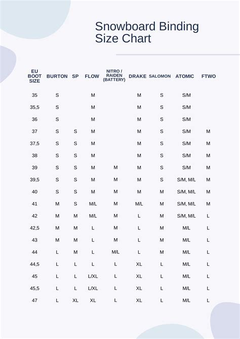 Salomon Snowboard Bindings Size Chart