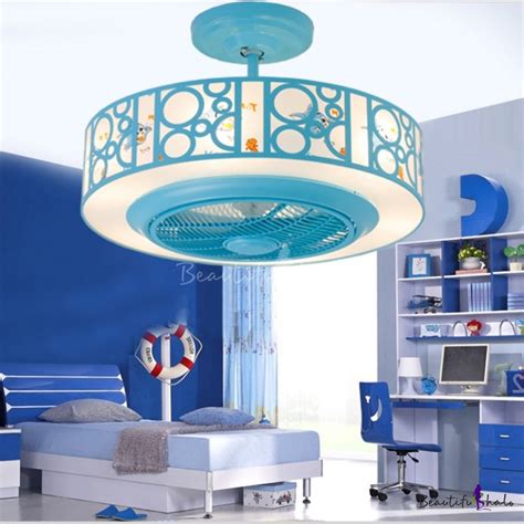 Bladeless Led Kids Room Ceiling Fan With Light In Bluepink