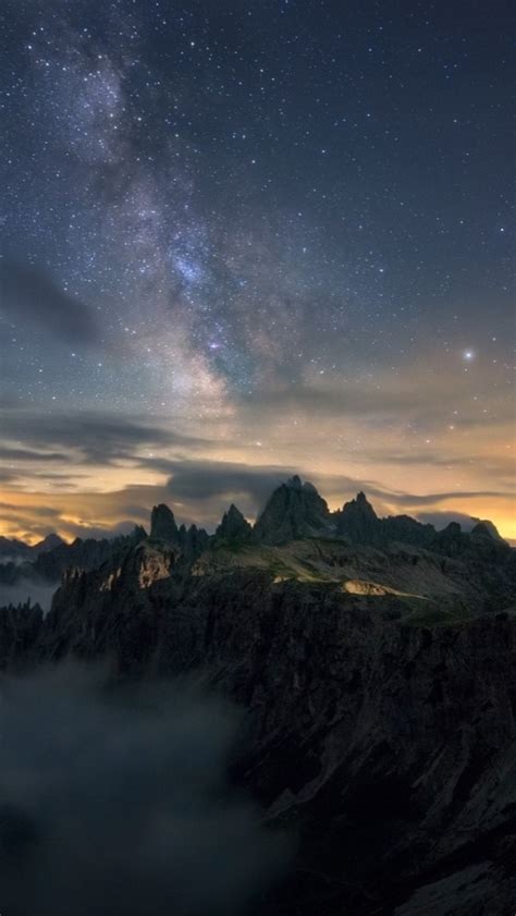 Milky Way Over The Dolomites Wallpaper Backiee