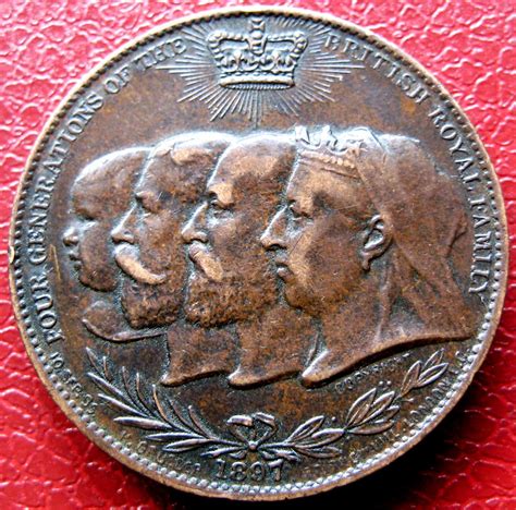 1897 Queen Victoria Diamond Jubilee Four Generations Medal Fine Example