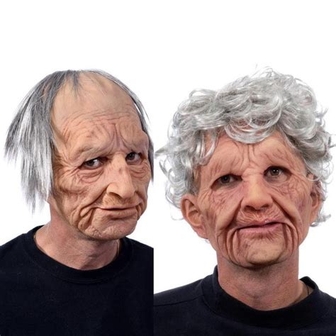 Old Man Scary Mask Grandmother Grandfather Headgear Latex Mask Party