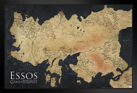 Game Of Thrones Map Of Essos Tv Show Black Wood Framed Poster 14x20